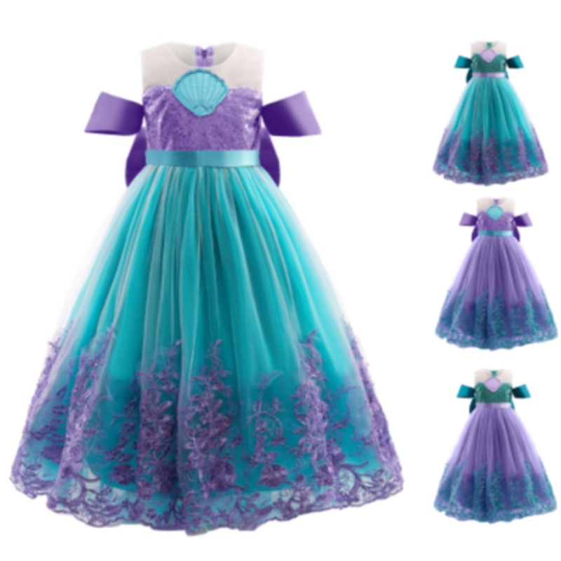 Γοργόνα πριγκίπισσα κορίτσι φόρεμα παιδιά αποκριές κοστούμια cosplay κοριτσάκι μωβ φόρεμα παιδιά γενεθλίων πάρτι ρούχα tutu φόρεμα