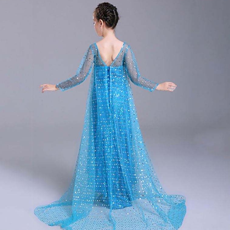 Elsa Dress Kids Girls Girls Costume Snow Queen 2 Elsa Blue Pink Sequined Long Sleeve Dress TV&Κοστούμια ταινιών για κορίτσια