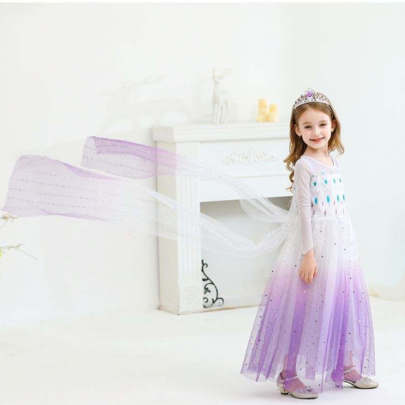 Νέο κορίτσι πριγκίπισσα Elsa φόρεμα παιδιά καλοκαιρινό φόρεμα για κορίτσια μοβ φόρεμα Elsa για παιδιά 2-10 χρόνια