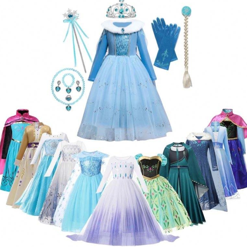 Anna Elsa Princess Custumes για παιδιά Απόκριες Χριστουγεννιάτικο πάρτι Cosplay Snow Queen Fancy Dresses Girls Snowflake Prom Gown