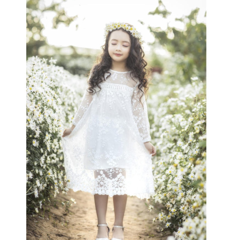 Λευκά φορέματα για παιδιά παιδιά γαμήλια παράνυμφοι δαντέλες φόρεμα βραδινό φόρεμα 3 6 χρόνια για κορίτσια λουλουδιών