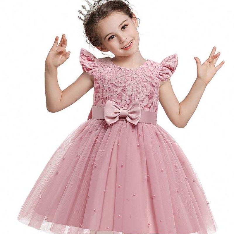 Baige cross-border παιδιά φόρεμα χονδρικής Solid Color Lace Bowknot Children \\\\ Party Birthday Dress D0761