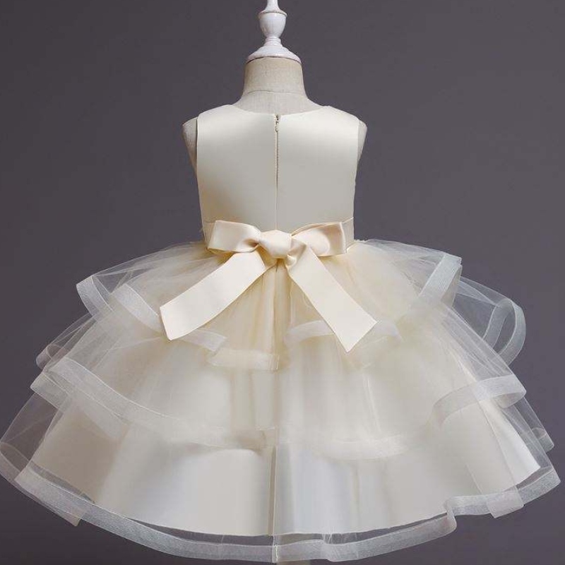 Baige Flower Girl Dress Kids Party Party Baby Tutu Princess Dress με ρούχα γενεθλίων γόνατος χάντρα