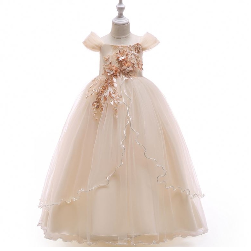 Baige off-shoulder Νέο σε μακρύ φόρεμα κοριτσάκι παιδιά τυπωμένα φόρεμα κοριτσιών λουλουδιών