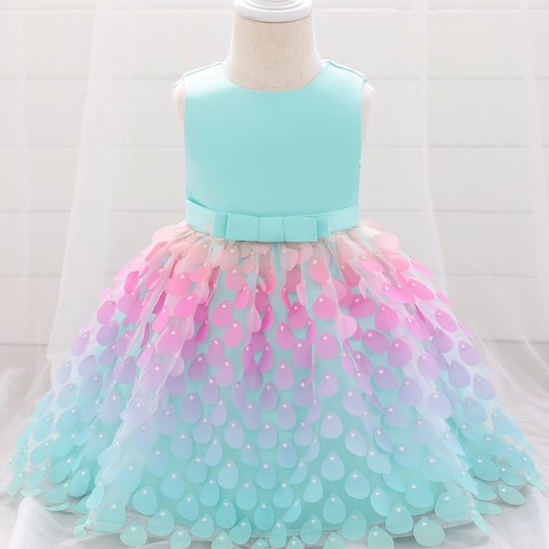 Fancy γοργόνα sequin φόρεμα μωρού πολύχρωμα πριγκίπισσα κορίτσια πάρτι γενεθλίων φορέματα l1925xz