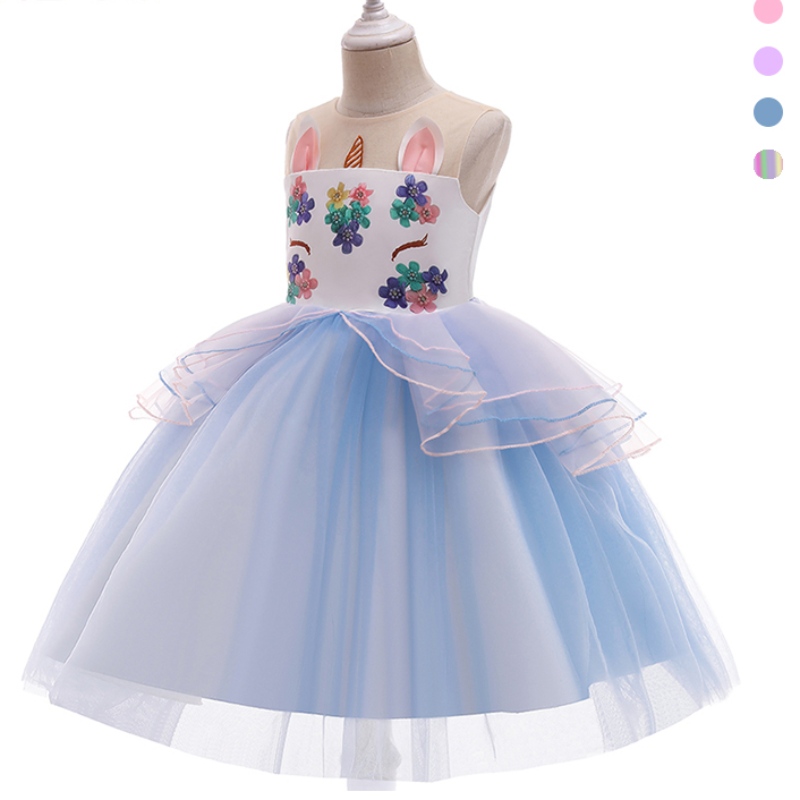 Φανταχτερό πολύχρωμο ουράνιο τόξο ροζ halter tutu παιδί παιδί μωρό μονόκερος φορέματα κορίτσια μονόκερος πριγκίπισσα φόρεμα για 3-11 χρόνια κορίτσι