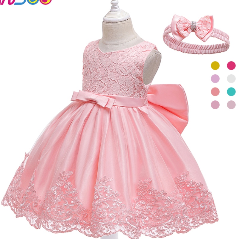 Ansoo New Design Girl \\\\ Princess Dress Bow Lace Baby Αμάνικο φόρεμα για πάρτι γάμου