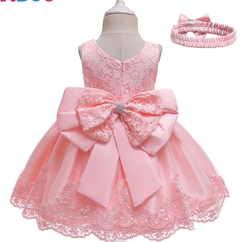 Ansoo New Design Girl \\\\ Princess Dress Bow Lace Baby Αμάνικο φόρεμα για πάρτι γάμου