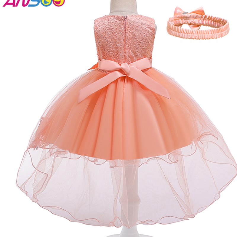 Ansoo Pretty Peach Children \\\\ Girl Birthday Princess Flower Flower Orange Γάμος Φόρεμα για κορίτσι