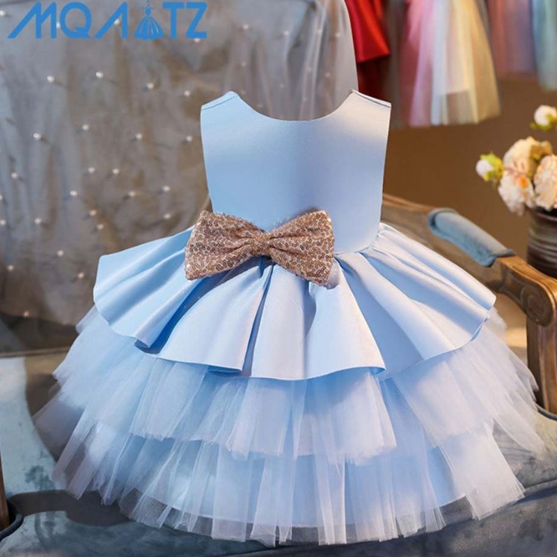 Baige νέο λουλούδι κορίτσι tutu φόρεμα μωρό frock παιδιά ρούχα τόξο γενέθλια κορίτσι φόρεμα
