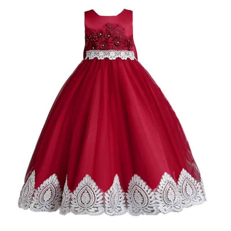 Κορίτσια Long Tail Princess Dress 2022 Νέο φόρεμα πασαρέλας λουλουδιών