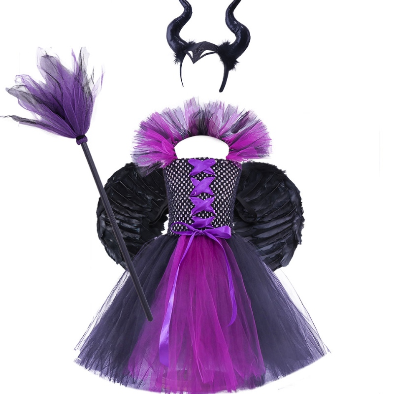 Amazon Hot Selling Children \\\\ Halloween Dress Girls Tutu Dress Witch Dress Headband